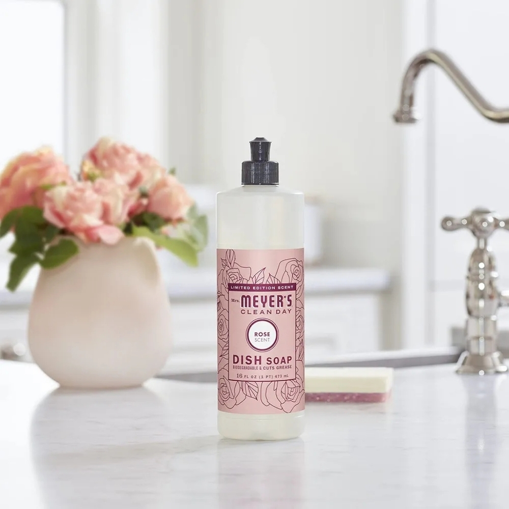 NEW Mrs. Meyer's Clean Day Liquid Dish Soap Rose Limited Edition 16 fl oz 3 Pack - Picture 6 of 10
